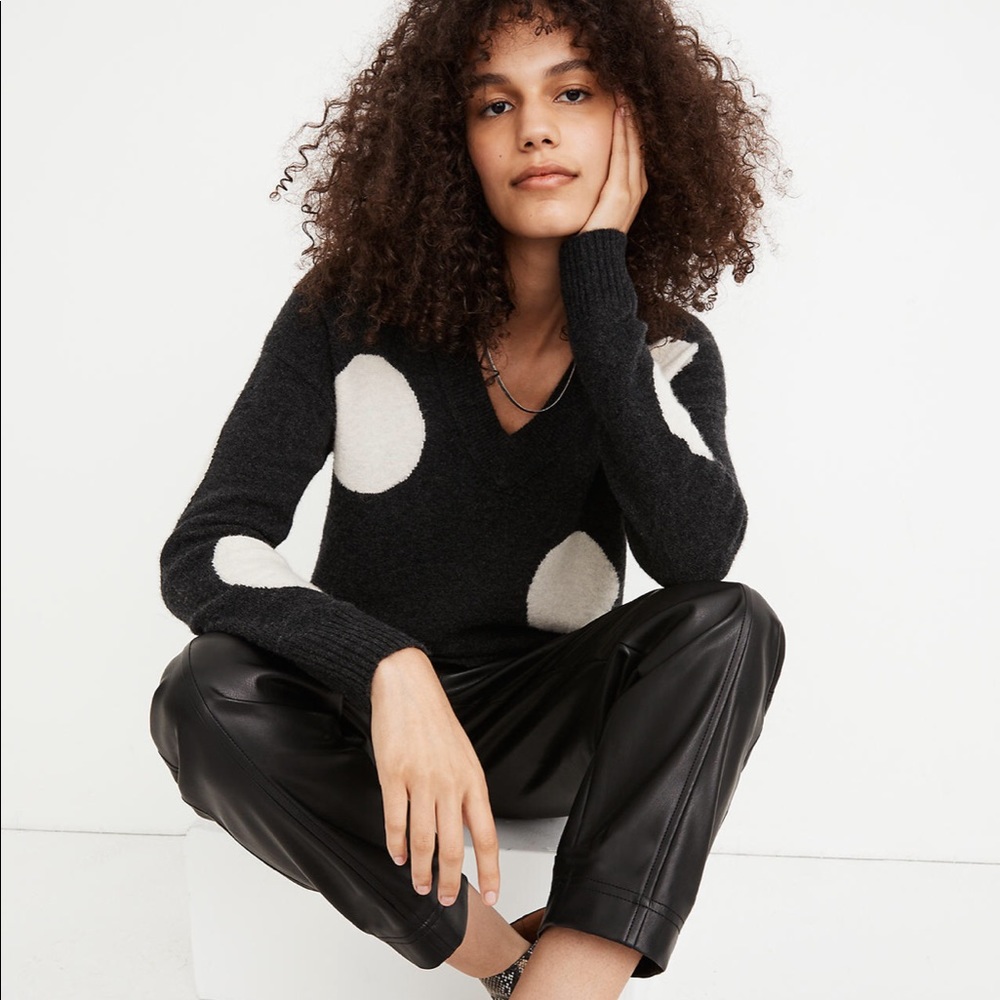 Madewell Dotted Bartlett V-Neck Pullover Sweater